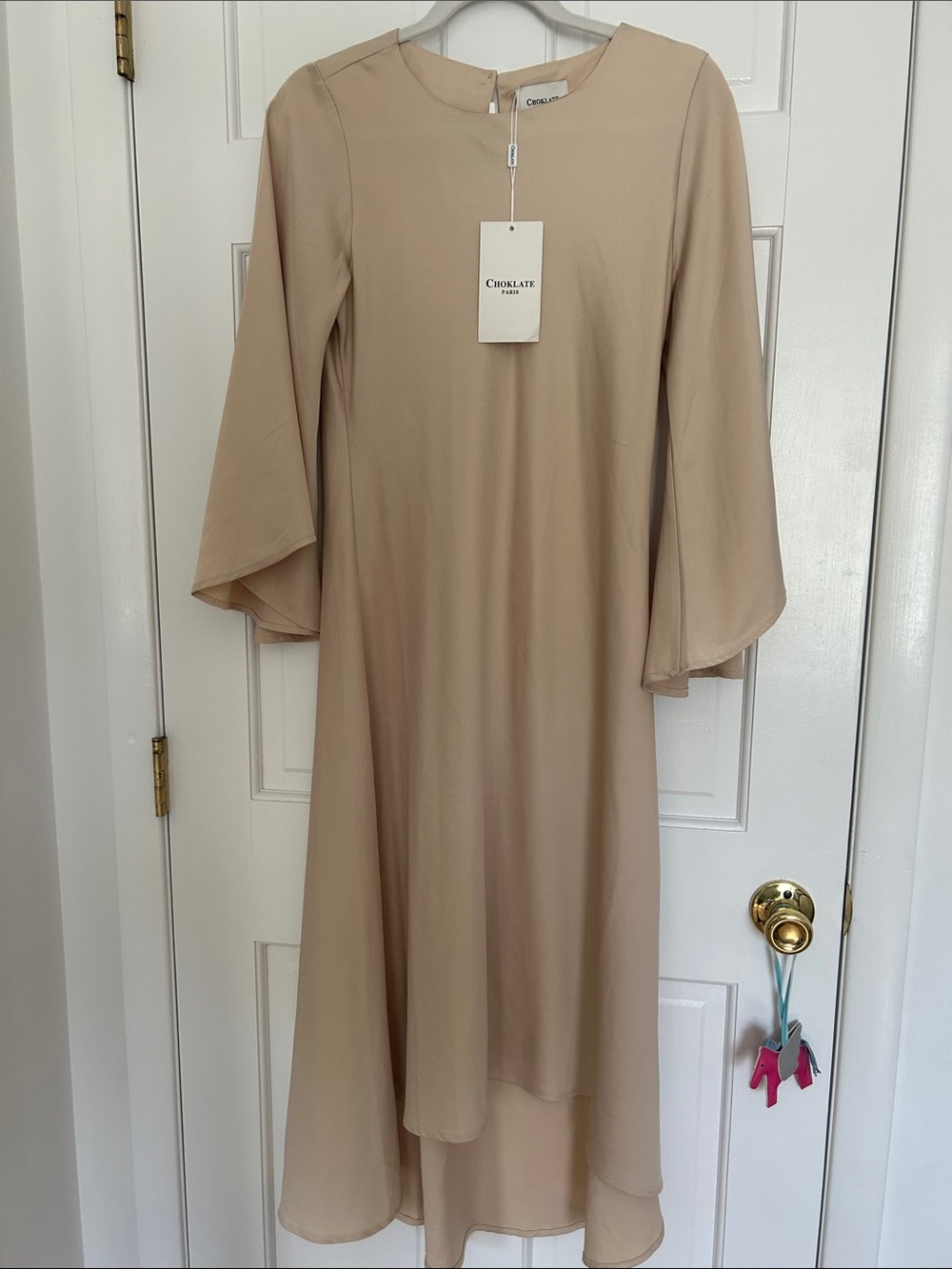 NWT CHOKLATE Paris Flared Sleeve Satin Dress